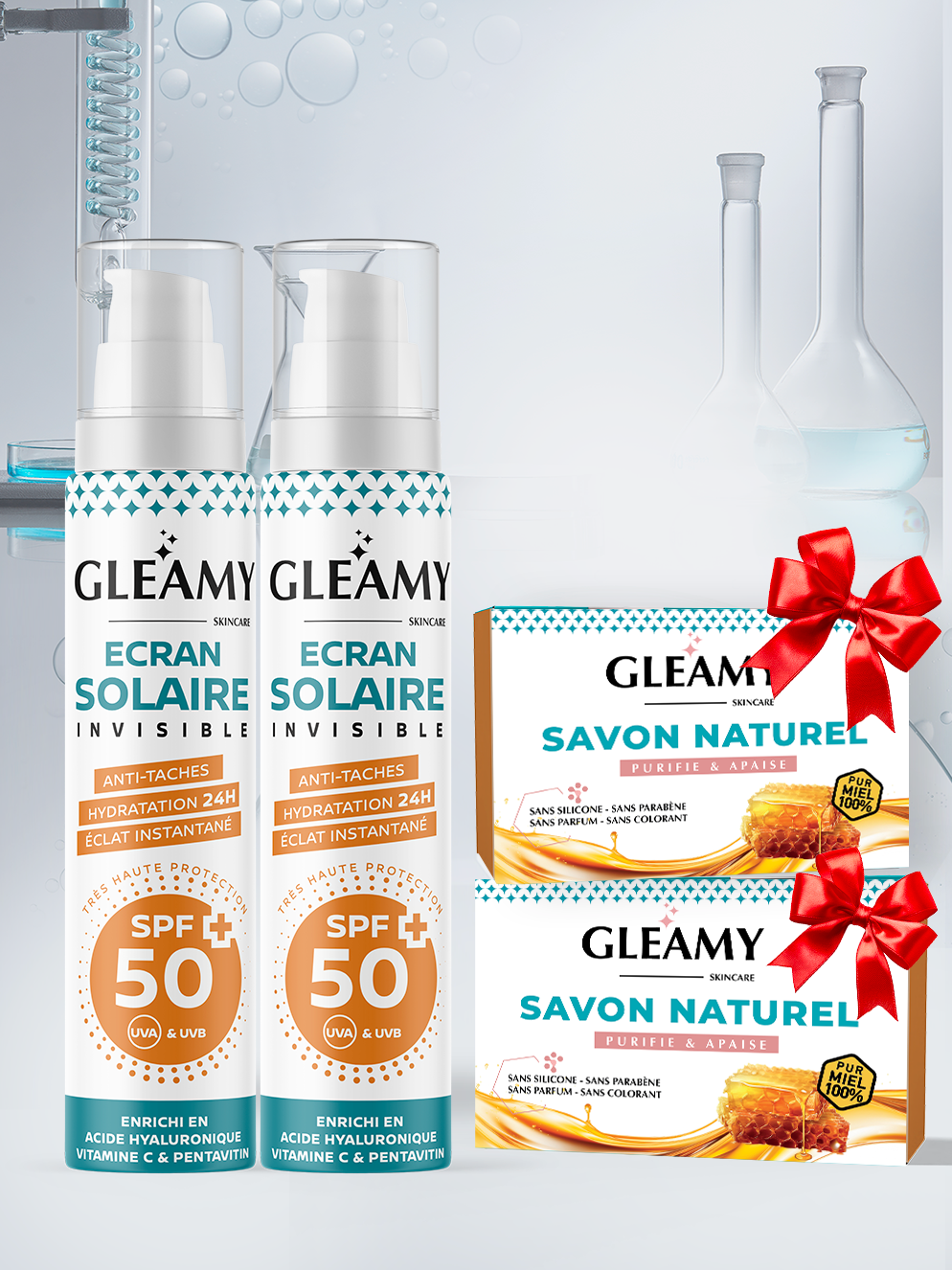 Duo écran solaire invisible + 2 Savon au miel gratuit