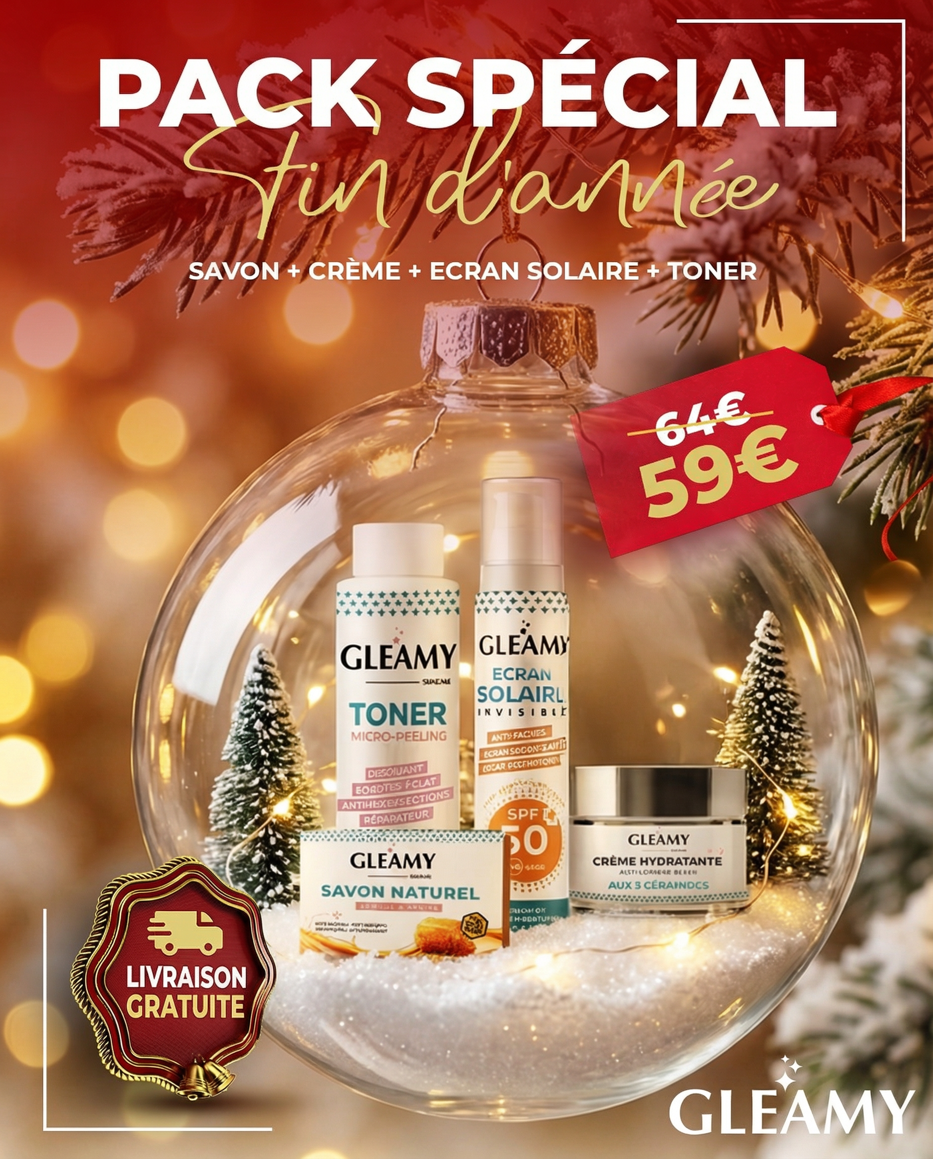 Pack Spécial Fin d’Année — Savon, Toner, Crème & Écran Solaire